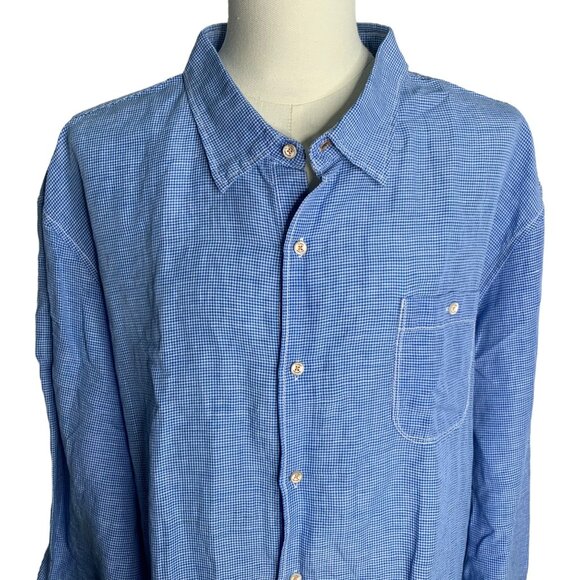 Tommy Bahama Mens Blue Button-Up Shirt Long Sleeve 3XL Linen Tencel Blend - Picture 2 of 6